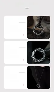 Vue détaillée du pendentif épine en argent avec corde tressée noire et finition vintage