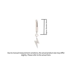 Boucles d'oreilles éclair en argent serties de zircons blancs, créoles hip hop de 14mm