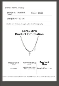 Titanium steel necklace with star pendant and mixed beads, length 47cm plus 5cm extender