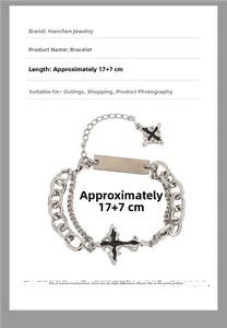 Vue détaillée du bracelet chaîne croix argenté avec longueur ajustable de 17+7cm
