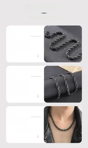 Gros plan d'un collier chaîne corde noir avec texture de métal torsadé détaillée