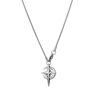Collier avec pendentif étoile croisée et croissant de lune sur chaîne serpent