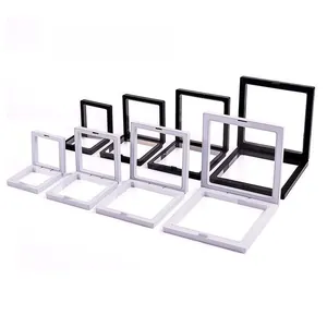 Minimalist PE film jewelry suspension boxes for dustproof display in black and white