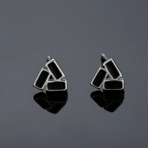 Orecchini a Bottone a Triangolo Geometrico Hip Hop per Uomo Donna Perno in Argento Sterling 925 Rame Goccia d'Olio Gioielli Minimalisti