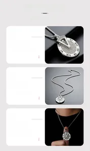 Détail du collier pendentif argenté avec chiffres romains et pavé de zircons blancs