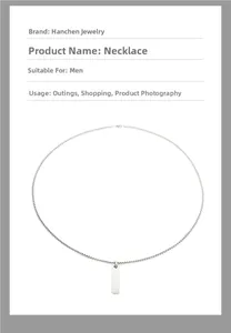 Close-up of a polished rectangular geometric pendant on a stainless steel chain necklace