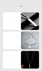 Detailed views of a sleek geometric bar pendant necklace with a polished box chain for men