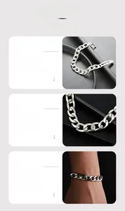 Gros plan du bracelet gourmette en argent avec détail de pendentif en cœur poli