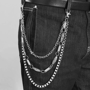 Punk Hip Hop Mehrlagige Metall Taillenkette Retro Blumen Prägung Jeans Hose Ketten Gürtel Für Damen Herren Street Style Schmuck