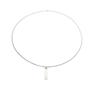 Polished silver geometric square bar pendant necklace with sleek box chain for men and women