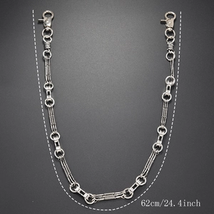 62cm silver metal double layer hip hop waist chain for men with lobster clasps