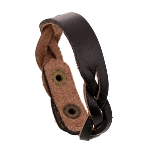 Bracelet en Cuir Véritable Tissé Vintage pour Hommes Femmes Style Punk Bracelet Tressé en Cuir de Vache avec Fermoir Alliage