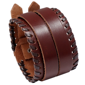 Herren Vintage Mehrlagiges Geflochtenes Lederarmband Hip Hop Punk Rock Breit Rindsleder PU Leder Manschette Armband Accessoire