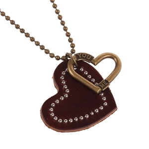 Vintage Heart Leather Pendant Necklace With YOU ME Engraving Handmade Alloy Cowhide Long Sweater Chain For Women Men