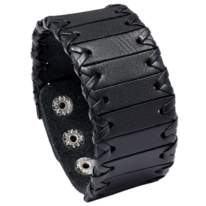 Vintage Hand Woven Cowhide Leather Bracelet For Men Women Punk Rock Multi Layer Adjustable Snap Button Wrap Bangle Jewelry