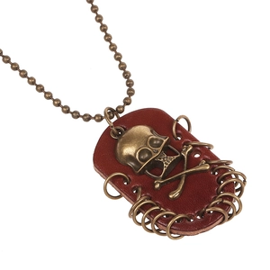 Vintage Punk Alloy Skull Crossbones Pendant Necklace Retro Bronze Long Chain Necklace Jewelry For Men Women Daily Decor
