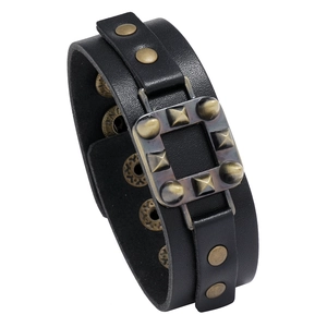 Vintage Punk Rock Breites Leder Armreif Herren Geflochtenes Armband Mit Legierung Nieten Retro Mode Schmuck Geschenk