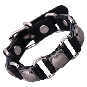 Vintage Punk Leather Bracelet Handmade Cowhide Rivet Bracelet For Men Women Adjustable Rock Style Jewelry