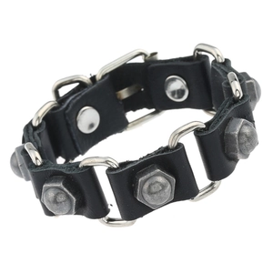 Bracelet en Cuir Punk pour Hommes Industriel Alliage Écrou Rivet Streetwear Rétro Motard Manchette Bijoux de Main Accessoires