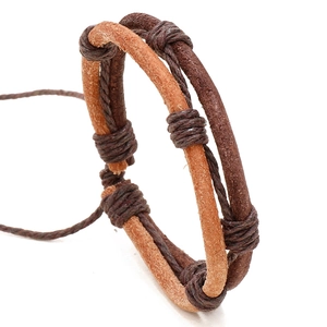 Retro Hand Woven Cowhide Leather Bracelet For Men Women Adjustable Hemp Rope Bohemian Style Jewelry Wristband Gift