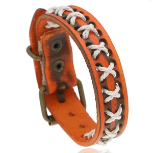 Vintage Woven Cattle Hide Leather Bracelet For Men Retro Punk Style Adjustable Metal Buckle Casual Jewelry Gift For Boys