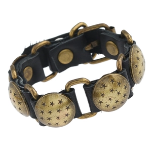 Bracciale in Pelle Punk Vintage da Uomo in Pelle di Vacchetta Lega Motivo a Stella Borchie Retro Street Style Gioielli
