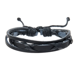 Handmade Woven Artificial Leather Bracelet Adjustable Wax Cord Multi Layered Punk Retro Casual Unisex Fashion Jewelry Gift