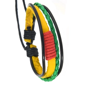 Handmade Braided Leather Bracelet For Men Women Ethnic Rasta Style Multicolor Adjustable Multi Layer Woven Wristband Jewelry Gift