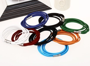 Multi-layer leather wrap bracelet with silver magnetic clasp in seven vibrant colors