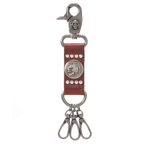 Vintage Punk Echtes Leder Schlüsselanhänger Totenkopf Niete Gürtel Schlüsselring Für Herren Legierung Kuhfell Tasche Anhänger Schmuck Geschenk