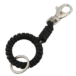 Vintage Men Punk Leather Keychain Handmade Spiral Wrap Cowhide Keyring With Alloy Lobster Clasp Industrial Style Bag Charm