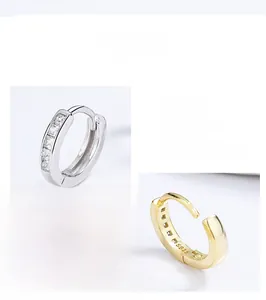 Détails de créoles en argent sterling S925 serties de zircons en finitions or et argent