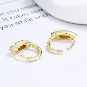 S925 sterling silver hoop earrings in gold minimalist geometric rectangular style
