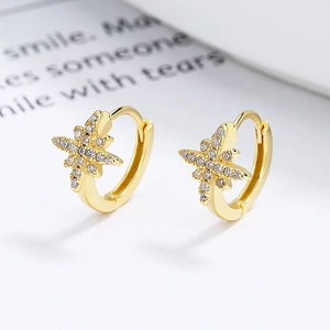 Elegant 925 sterling silver star hoop earrings with sparkling white cubic zirconia