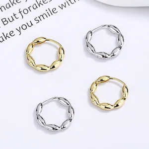 925 Sterling Silver Twisted Hoop Earrings For Women Minimalist Geometric Wavy Texture Earrings Jewelry Gift
