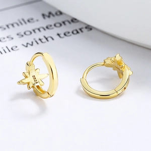 925 Sterling Silver Gold Plated Star Hoop Earrings Featuring Detailed S925 Hallmark Engraving