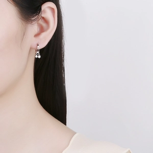 Boucles d'oreilles élégantes en argent sterling 925 avec zircons pour femmes