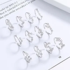 Vue détaillée de douze bagues zodiaque en argent 925 avec motifs d'étoiles et zircons