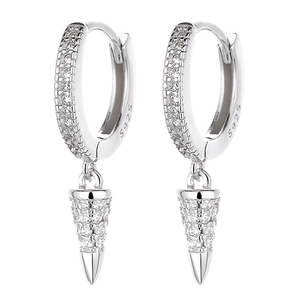 Boucles d'oreilles pendantes en argent S925 avec pendentif conique et zircons étincelants