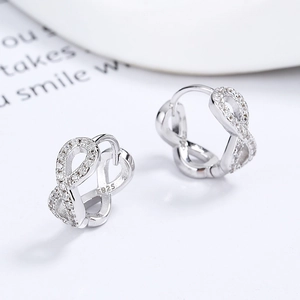 925 sterling silver infinity hoop earrings featuring sparkling white zircon accents
