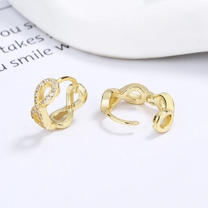 925 silver gold infinity hoop earrings with zircon stones and S925 hallmark