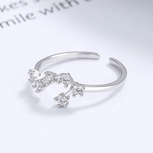 Offener 925er Sterlingsilber Ring mit funkelnden Zirkonia im Sternbild Design für Damen