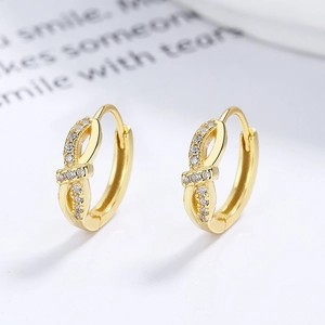 925 Sterling silver gold twisted bow earrings with sparkling pavé cubic zirconia