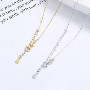 925 Sterling Silver Bamboo Chain Necklace For Women Minimalist Cylindrical Link Adjustable Chain Fashion Jewelry Accessory Gift