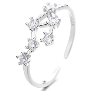 Verstellbarer Ring aus 925er Silber mit funkelnden Zirkonia-Steinen im Sternbild-Design