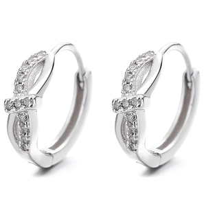 925 Sterling silver twisted hoop earrings with micro-paved white zircon stones