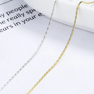 Minimalist 925 sterling silver bamboo chain in gold and silver finish with metallic luster