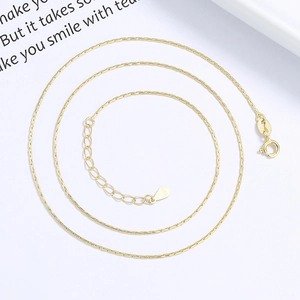 Classic 925 sterling silver gold bamboo twist chain necklace with adjustable lobster clasp