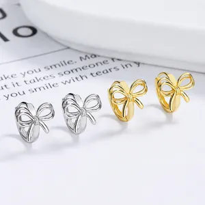 Pendientes de aro vintage con lazo de plata de ley 925 en acabados plata y dorado
