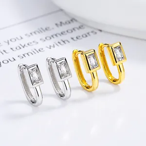 Orecchini a cerchio in argento 925 con zirconi rettangolari nei colori oro e argento